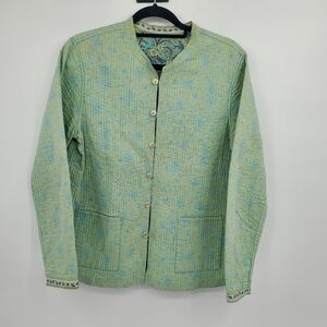 ◇ Provence d'Amour Green and Blue Reversible Quilted Jacket Size Medium